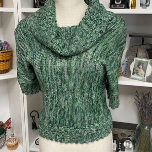 Green sweater with metallic threads